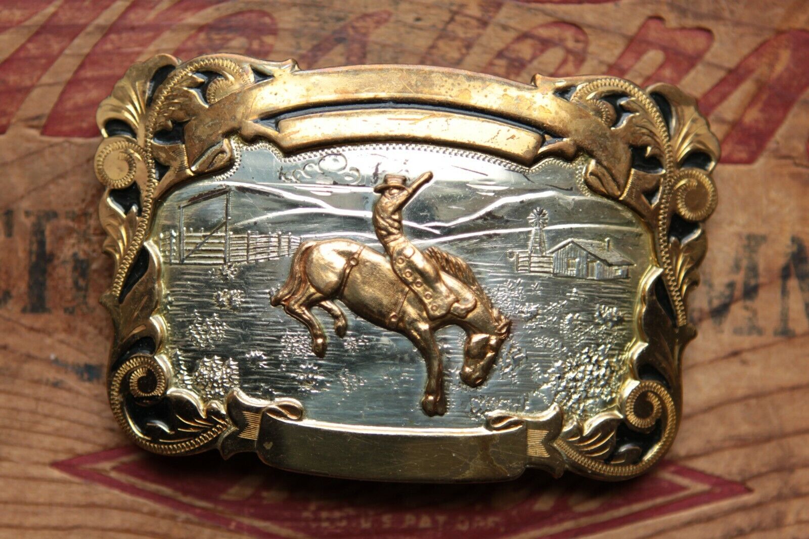 Vtg Irvine Jachens Comstock Silver Cowboy Horse Rodeo Western Belt Buckle