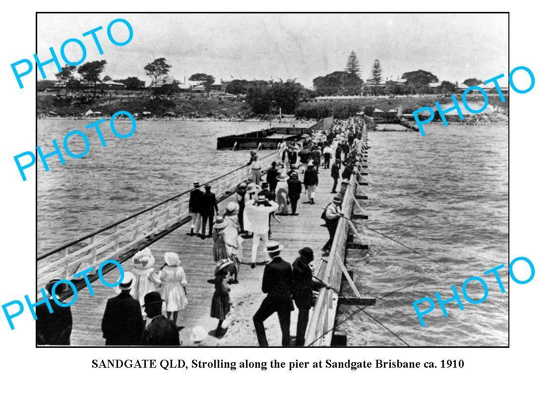 OLD 6 x 4 PHOTO SANDGATE BRISBANE SANDGATE PIER FISHING c1910
