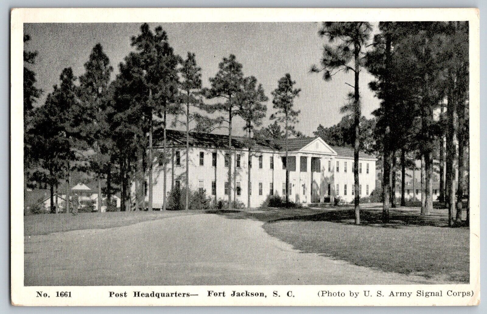 Fort Jackson, South Carolina - Post Headquarters Building - Vintage Postcard