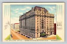Washington, D.C. Historic Willard Hotel, Period Cars, Advertising Linen Postcard picture