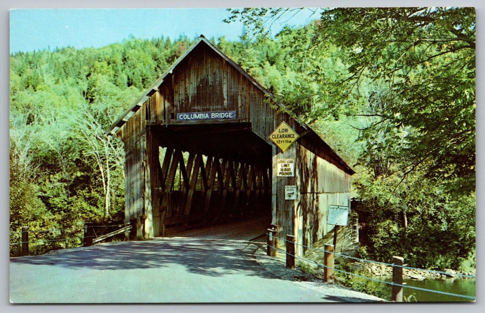 Columbia New Hampshire Lemington Vermont Covered Bridge Forest VTG UNP Postcard