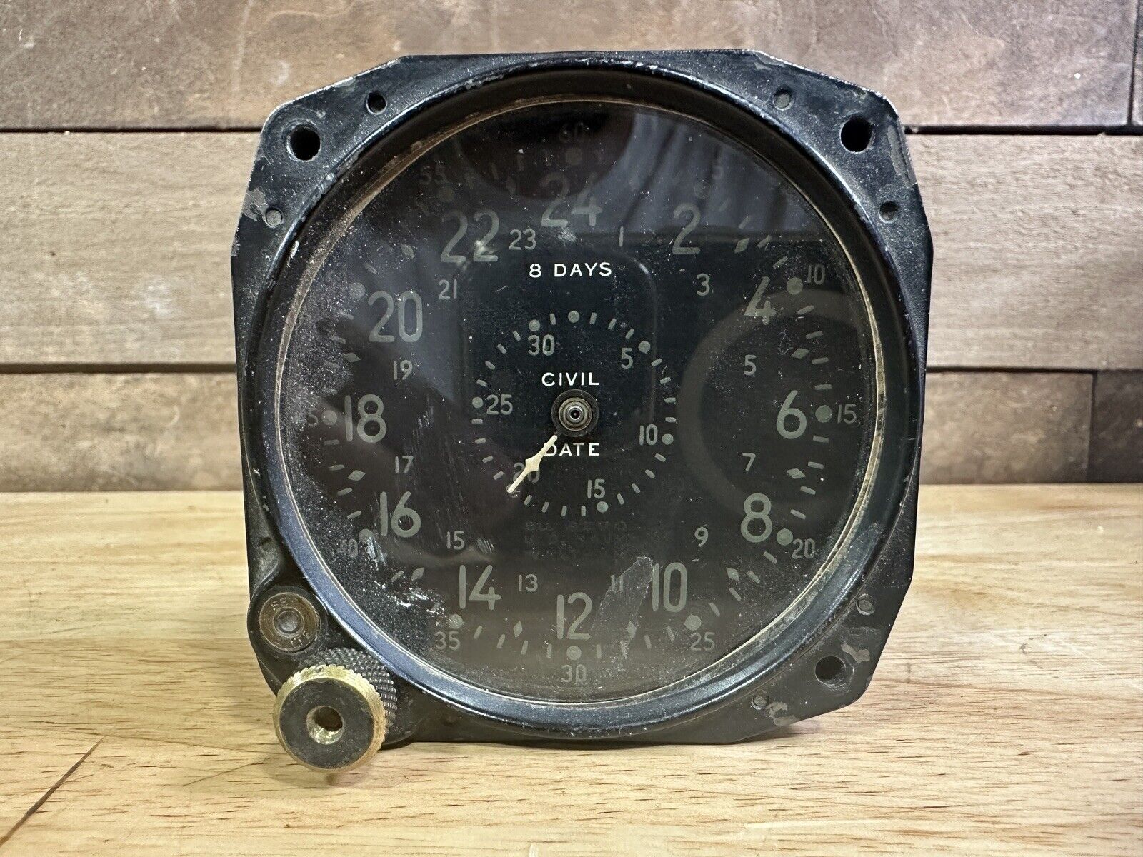 Vintage Waltham WW2 BU Aero CD1A 8 Day US Navy Aircraft Cockpit Clock