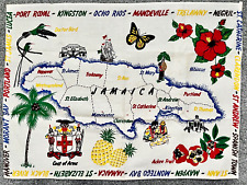 Vintage Jamaican Parishes And Cities Tea Towel picture