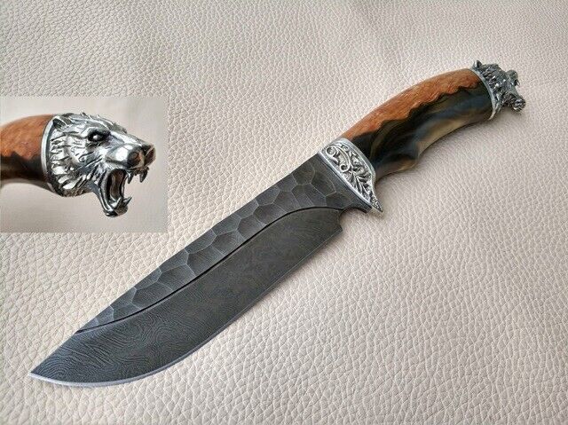 Custom author\'s Exclusive Damascus survival hunter knife \