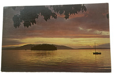 Sunset from Chuckanut Drive ~ Puget Sound Washington WA ~ Vintage Postcard picture
