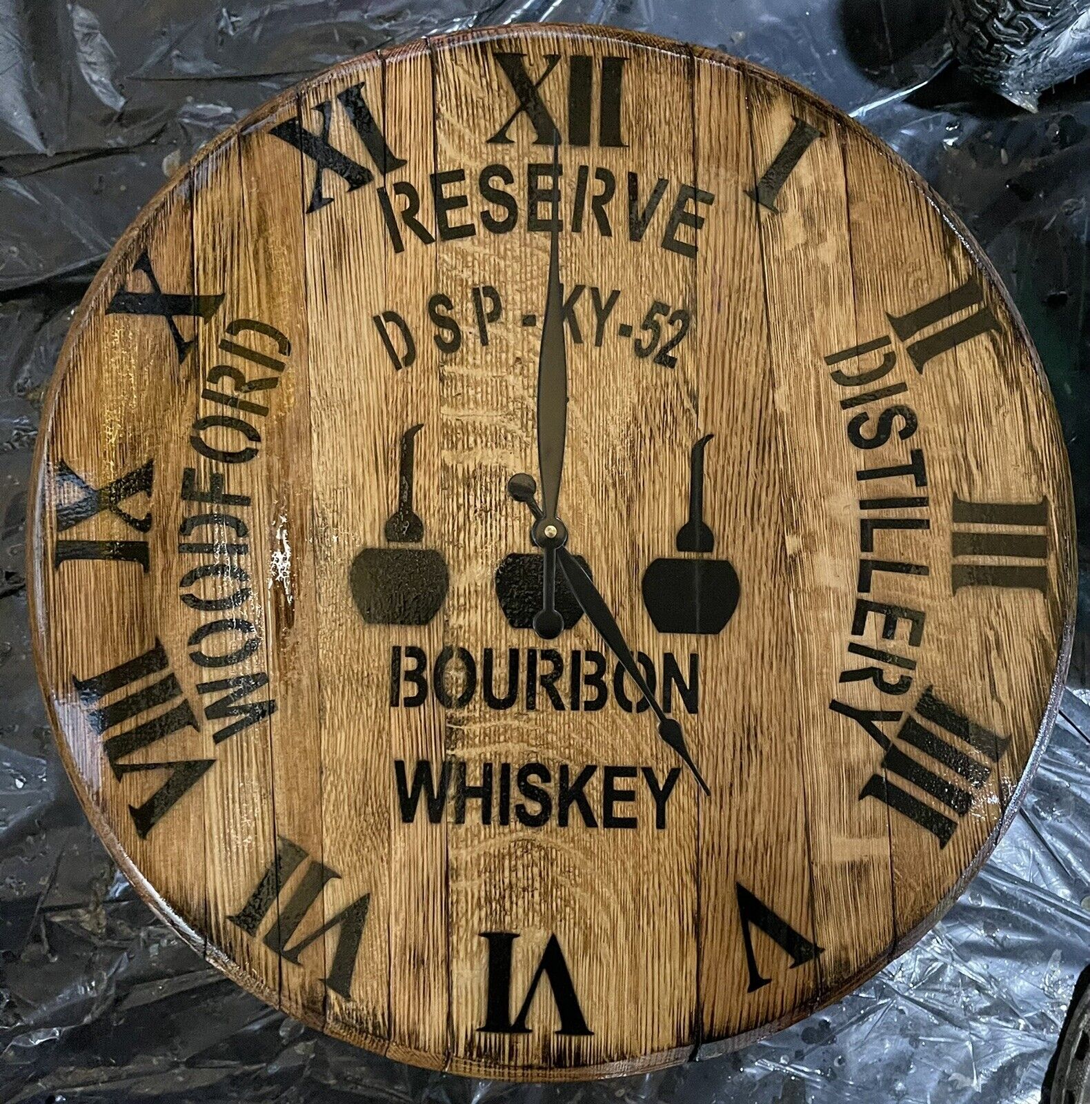 Woodford Reserve Distillery (Bourbon Barrel Head Clock) Whiskey 21” Diameter