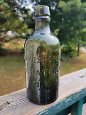 SCARCE G.W. Weston & Co Saratoga N.Y. Pint Olive Green Mineral Water Bottle  picture