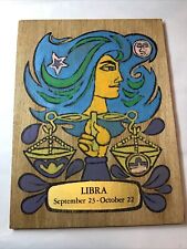 VTG 1960’s WOODSTOCK Zodiac Sign LIBRA WOOD WALL ART PLAQUE MOD POP Astrological picture