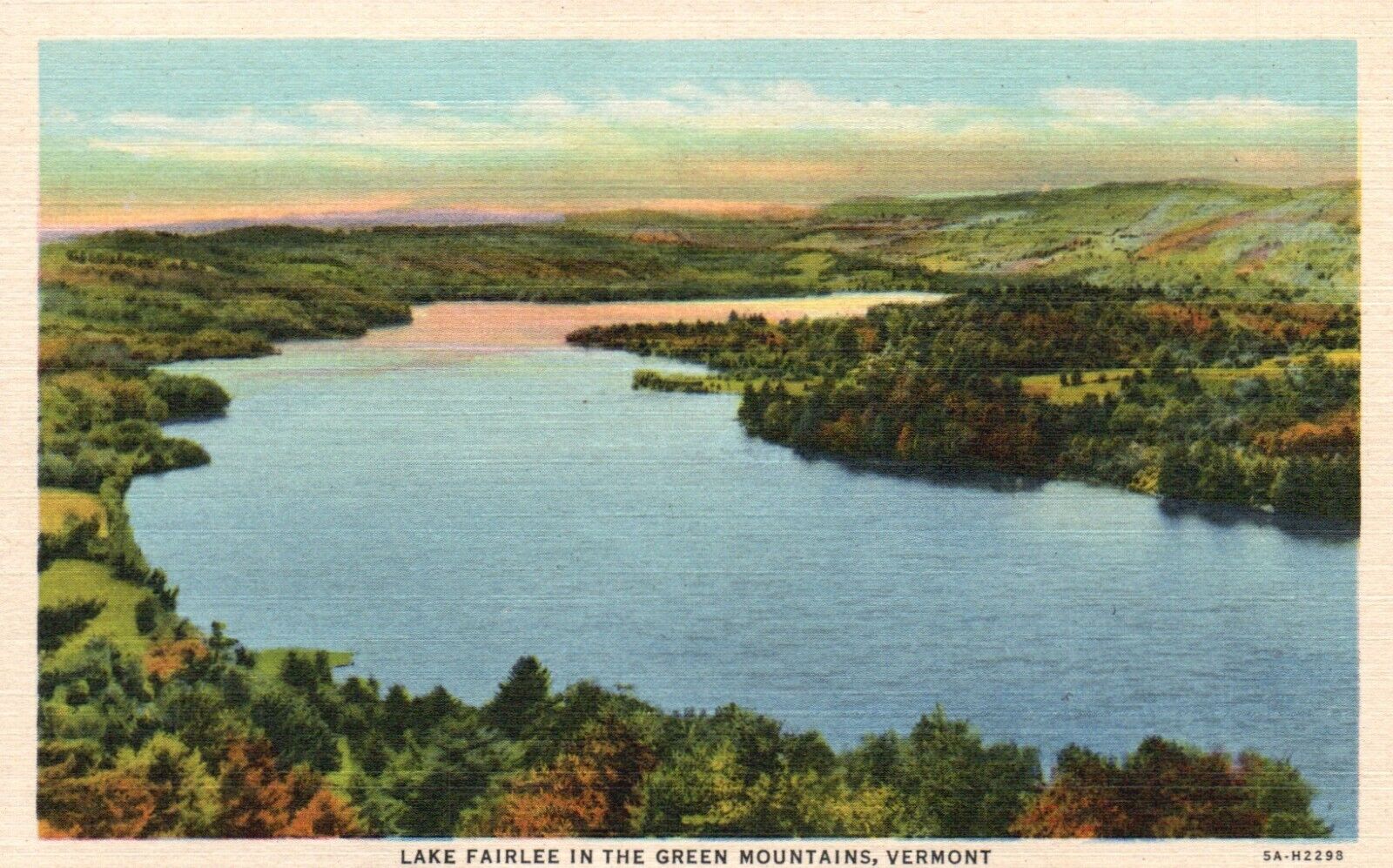 Postcard VT Green Mountains Vermont Lake Fairlee 1935 Linen Vintage PC H7785