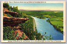 Wyalusing Rocks Log Cabins Pennsylvania Wilkes Barre PA Birds Eye View Postcard picture