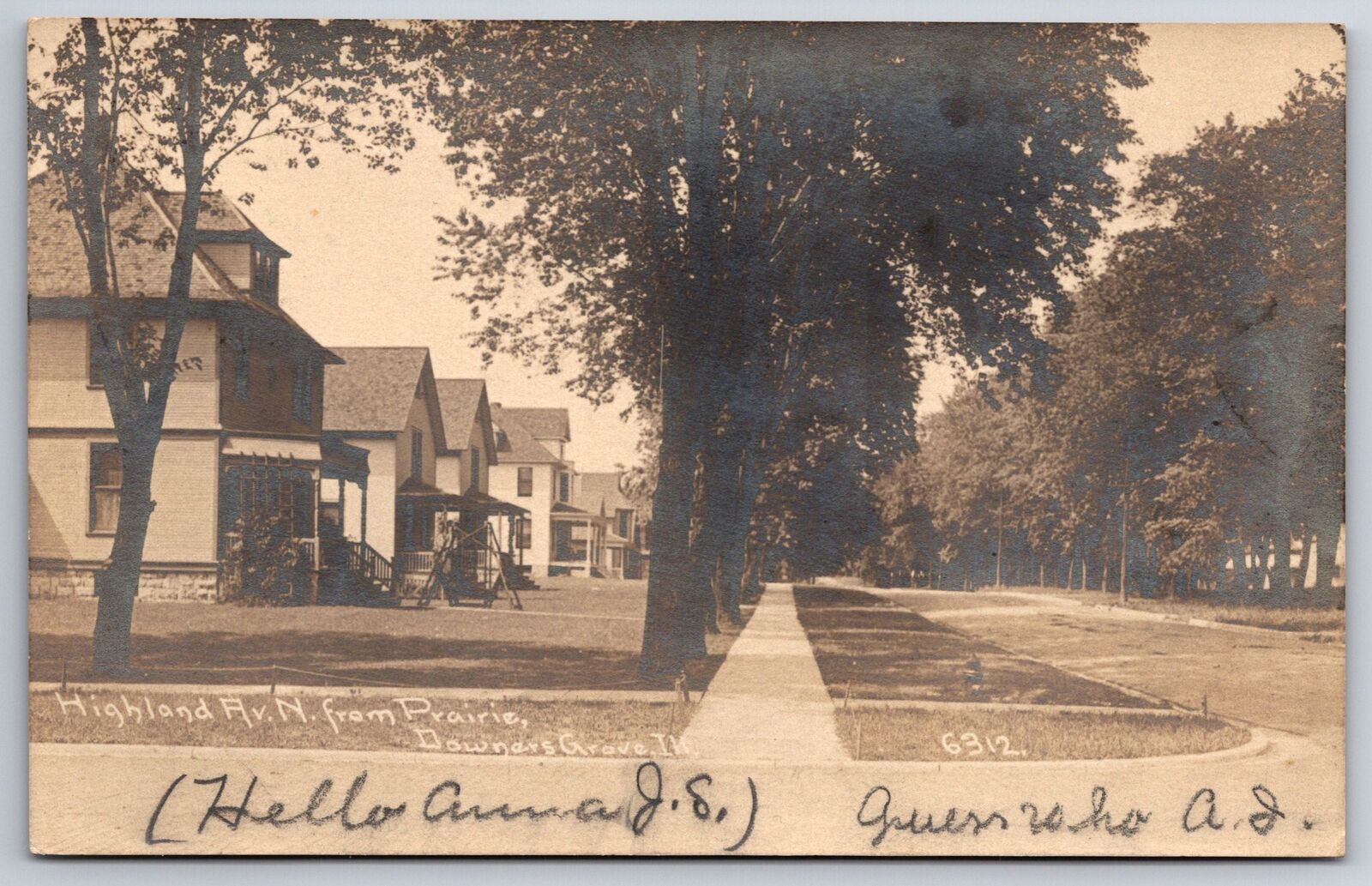 Downers Grove Highland & Prairie~American Foursquare Home 1910 RPPC CR Childs