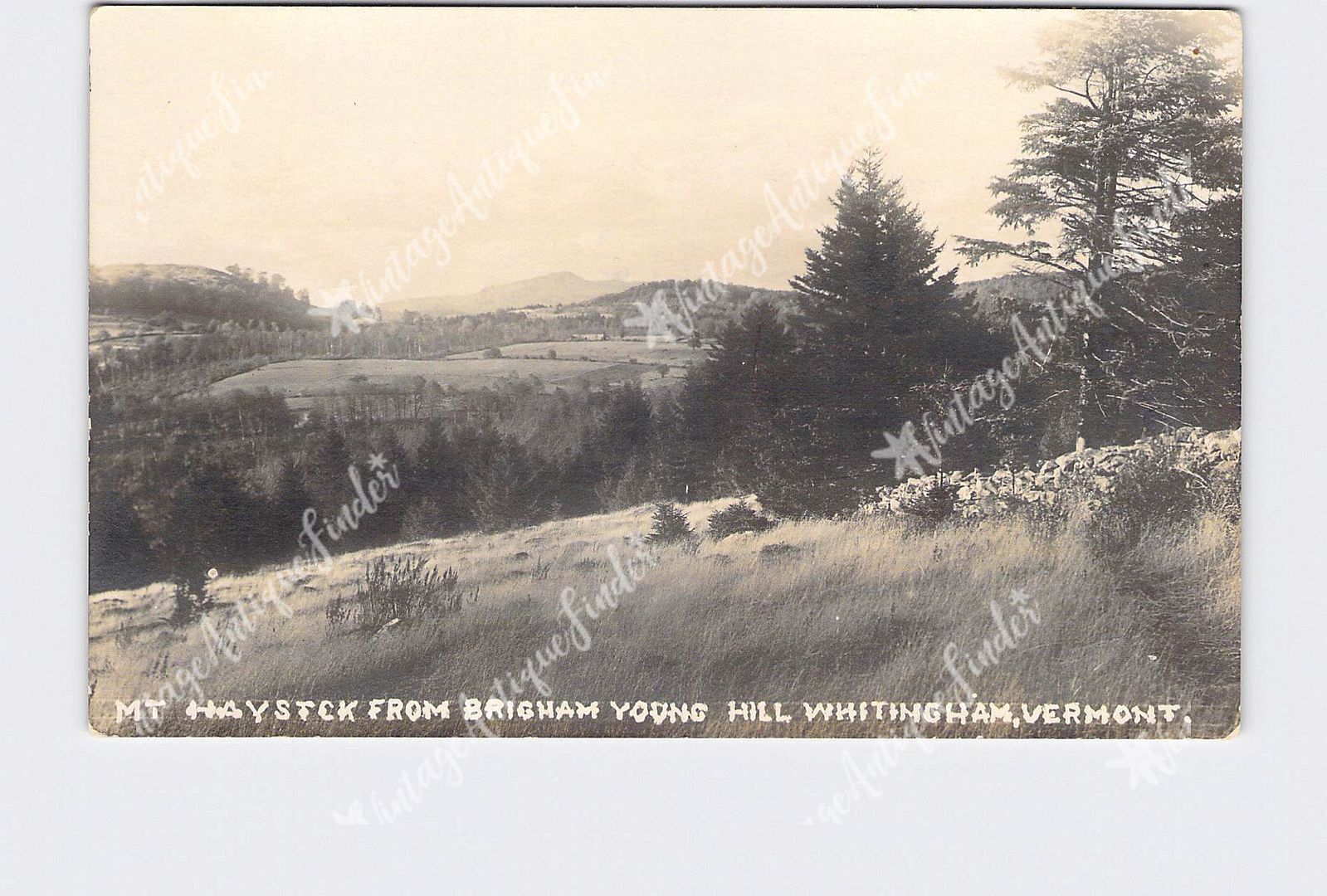 RPPC Real Photo Postcard VA Vermont Whitingham Mt Haystack From Brigham Young Hi