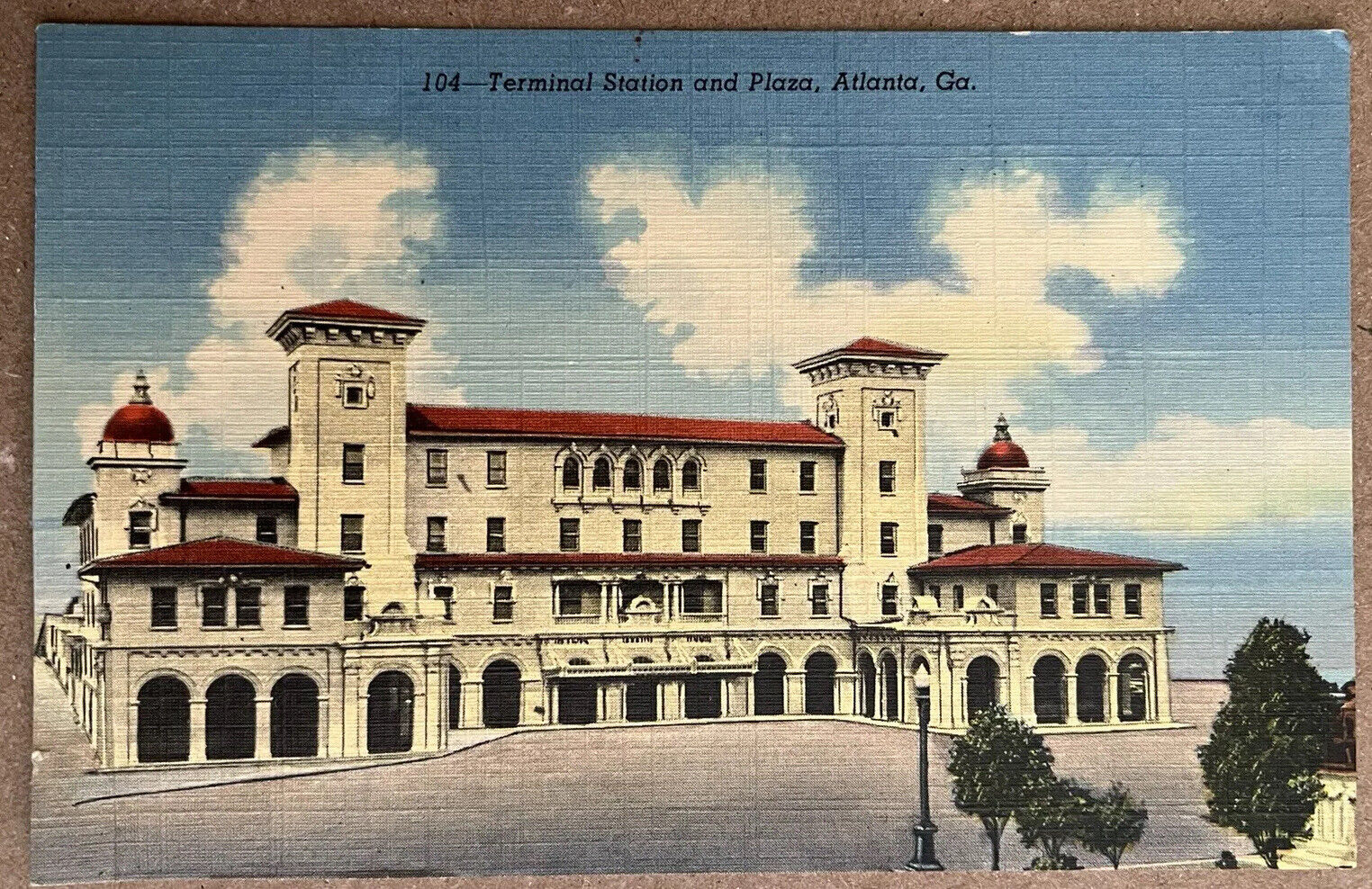 Train Depot Station Atlanta Georgia Linen Postcard 1944