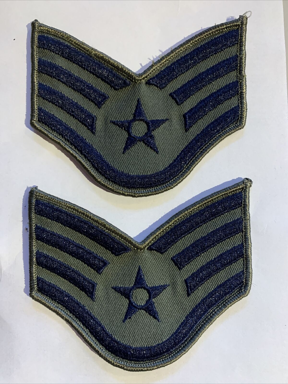 One (1) Pair of US Air Force Staff Sergeant Rank Subdued Chevron Patches
