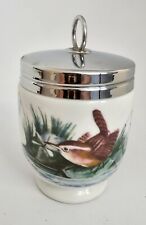 Royal Worcester  Made in England China Egg Coddler w/ Chrome Lid -Birds- Lovely picture