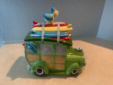 KOOKY COLLECTION - Woody Station Wagon w/Surfboards & Pelican Cookie Jar Ceramic picture