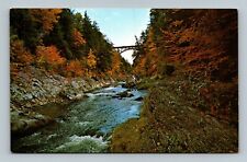 Quechee Vermont Quechee Gorge Bridge Over Cliffs & Rapid water Postcard picture