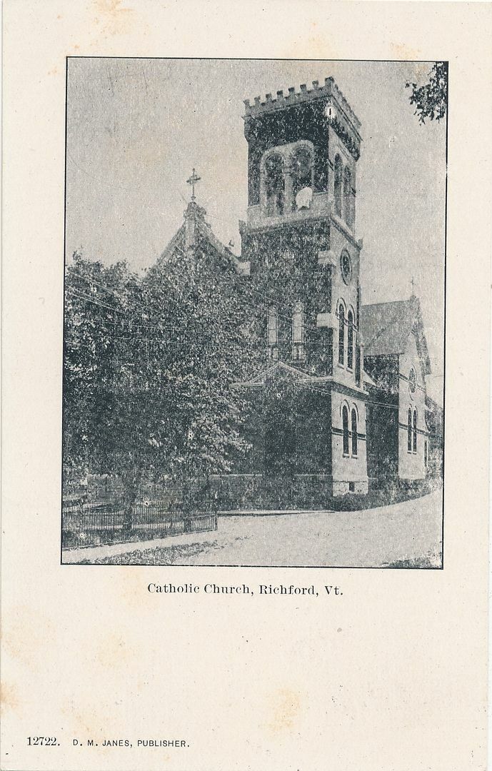 RICHFORD VT - Catholic Church Postcard - udb (pre 1908)