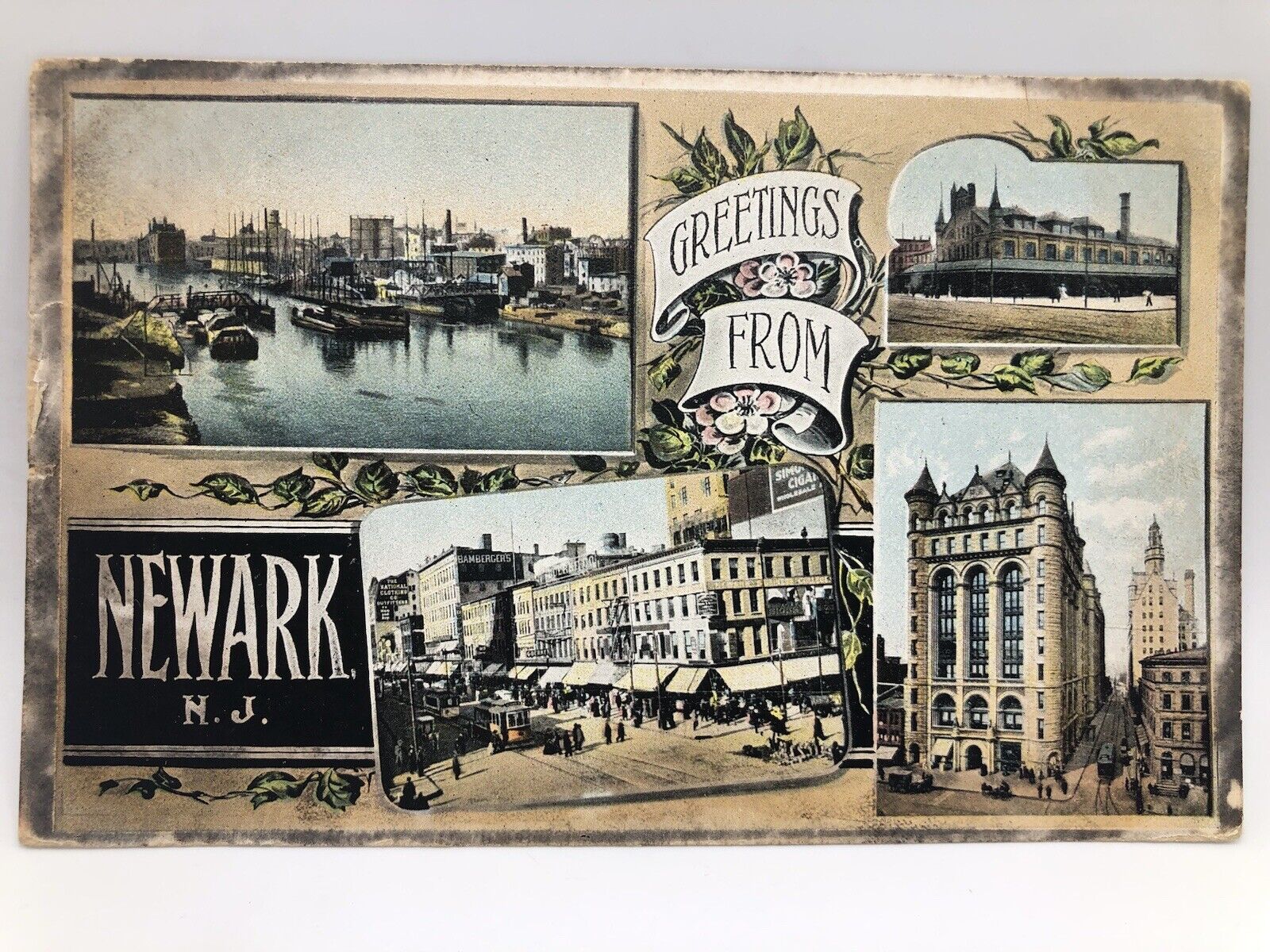 Postcard Newark New Jersey Greetings from Newark New Jersey 1908