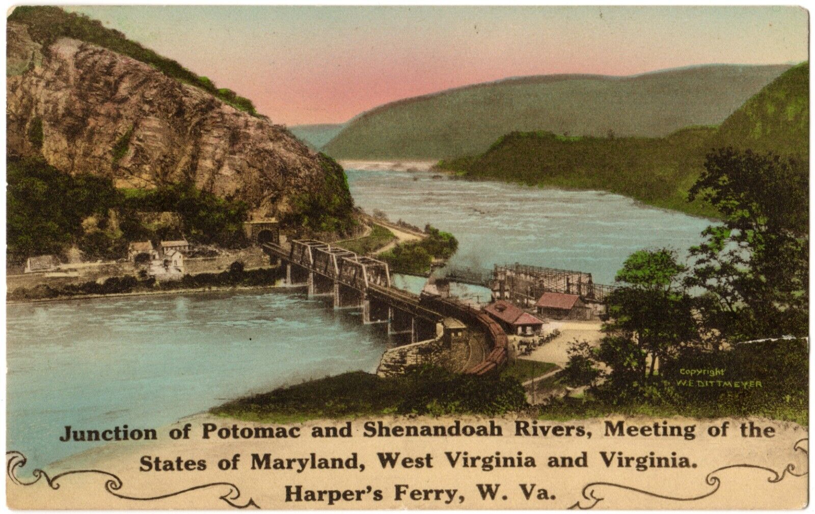 HARPERS FERRY, WV Junction, Potomac & Shenandoah Rivers West Virginia Postcard