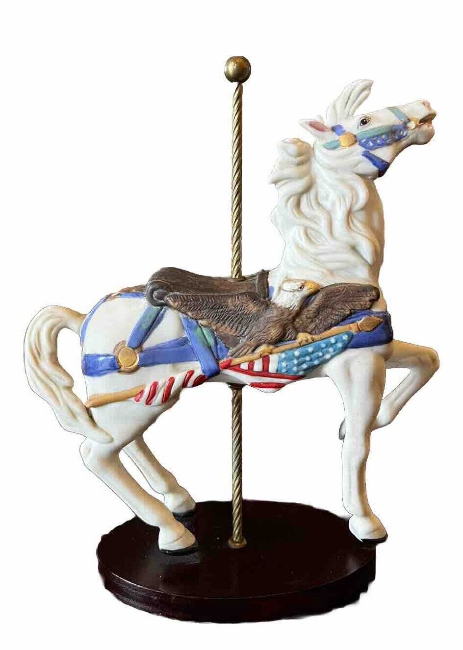 ‘88 Franklin Mint Treasury Of Carousel Art Patriotic Horse/Eagle/American Flag