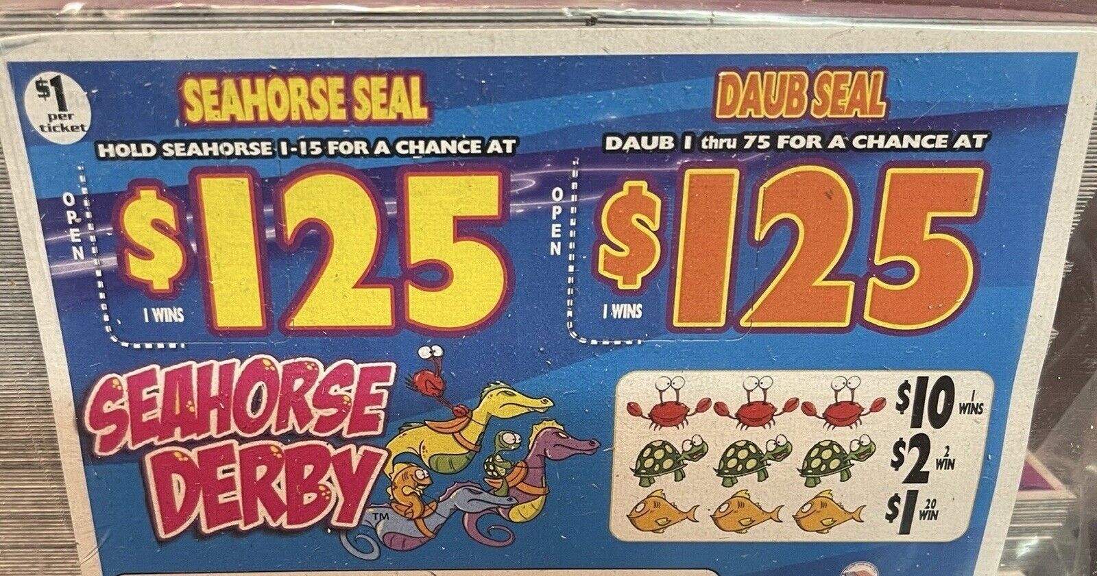 NEW pull tickets Seahorse Derby Flash- Seal Card Tabs