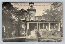 Danville IL, Honorable J.G. Cannon's Residence, Vintage Illinois c1909 Postcard picture