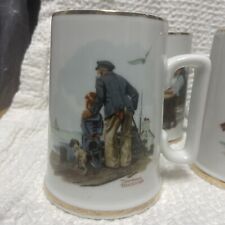 Lot of 4 Vintage Norman Rockwell Coffee Cups Mugs Museum Collection 1985 picture