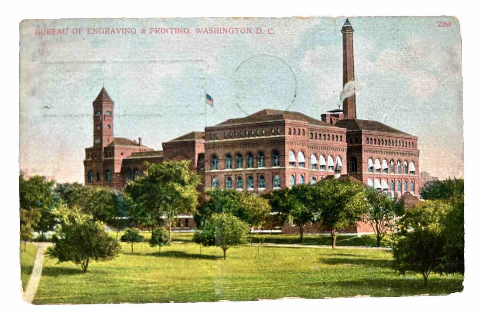 Vintage Postcard POSTED Bureau of Engraving and Printing Washington D.C. 1908