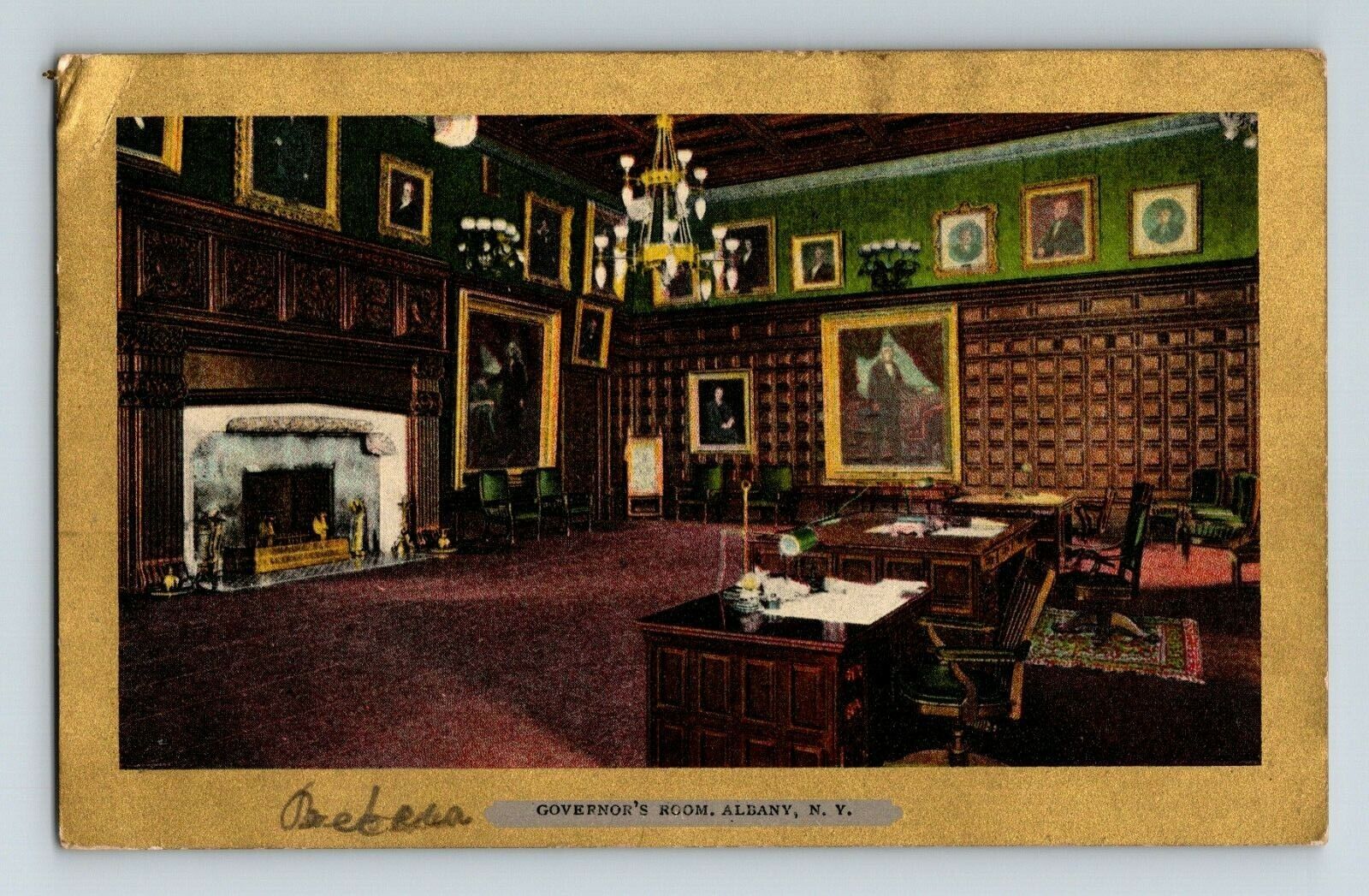 a9  Vintage Postcard 1909 Governor Room Albany NY 195a