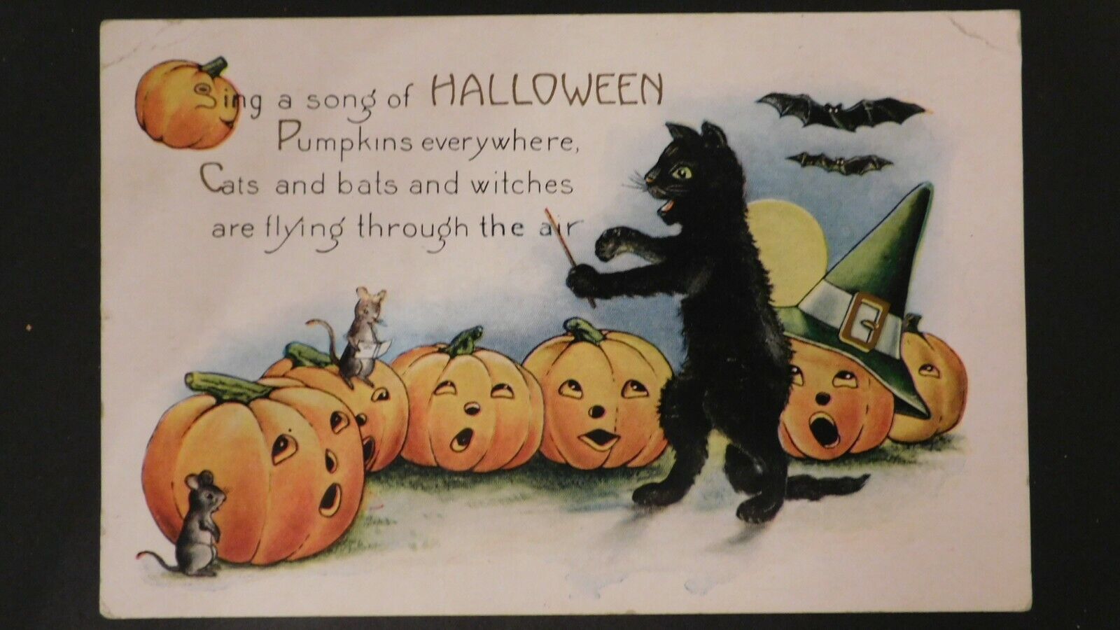 1924 Black Cat Halloween Postcard sent from Bartonsville, PA to Philadelphia, PA