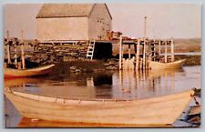 Blue Rocks Lunenburg Co Nova Scotia Boat Reflections Dock Vintage UNP Postcard picture