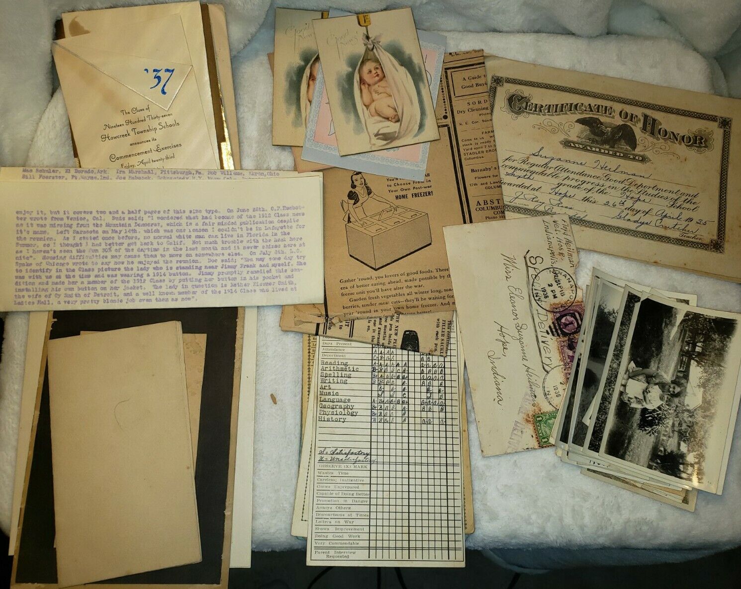 Lot 50 Ephemra Items Report Cards Photos Announcements Letters Most Items 1930s