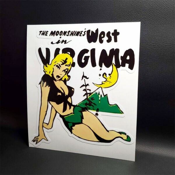 West Virginia Vintage Style Travel Decal, Pinup Girl Vinyl Sticker, Pin-Up