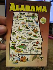 Vintage Old Postcard ALABAMA Cartoon State Map Landmarks Cities Mobile Athens AL picture