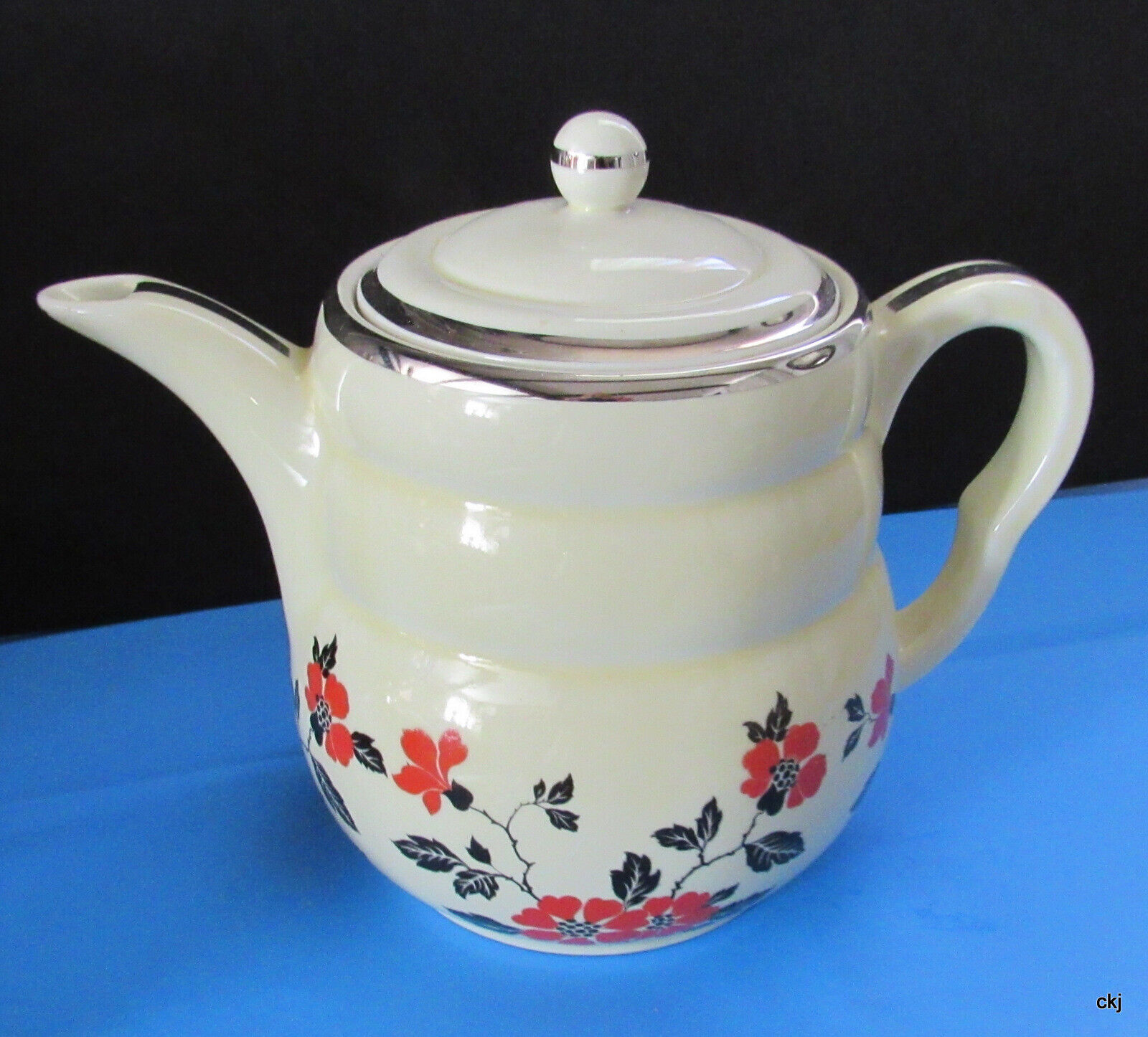 Vintage Hall\'s Superior Quality Lidded Large Coffee Server Red Poppy Kitchenware
