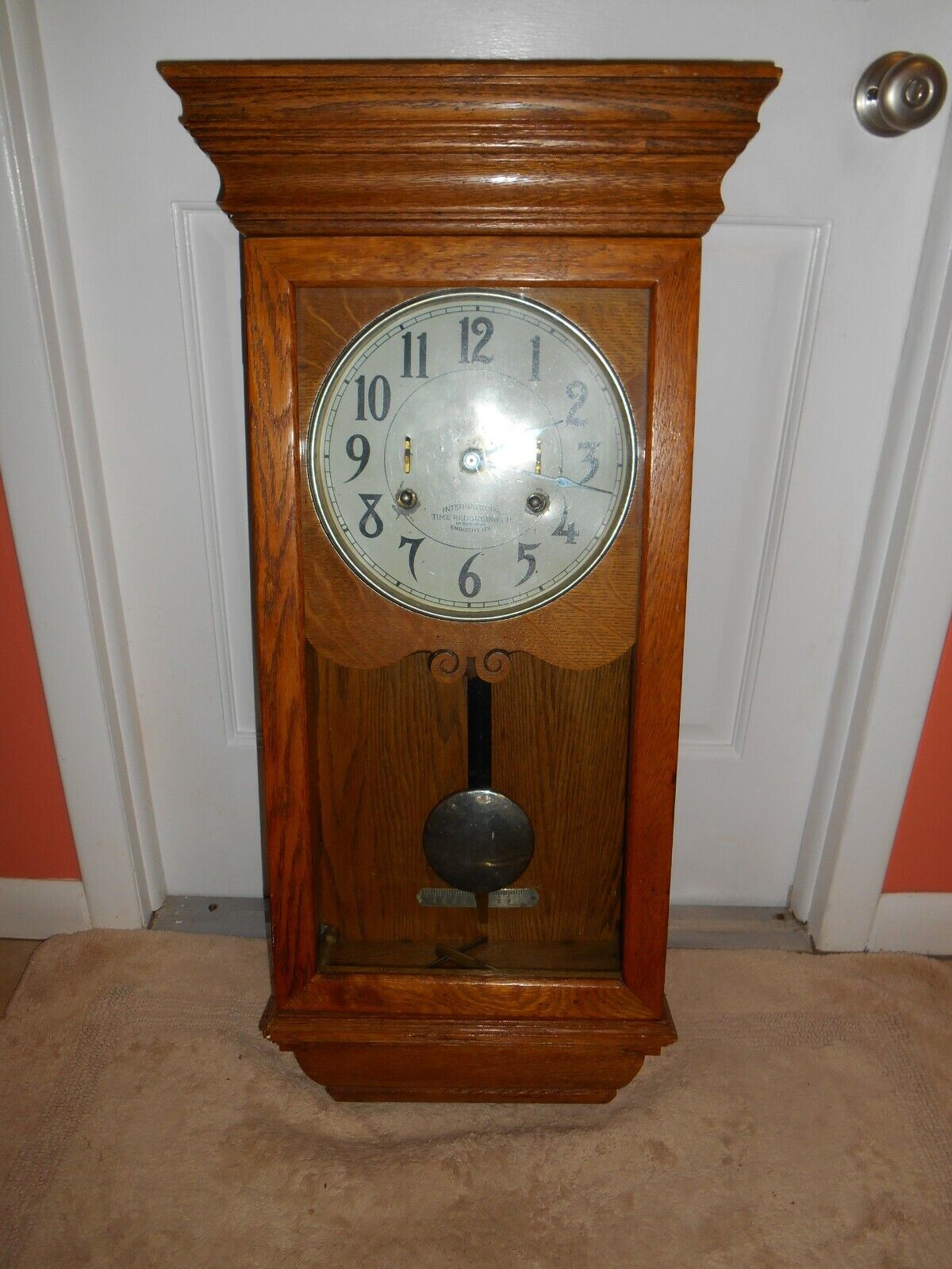 Vintage International Time Recording Company Wall Clock Endicott NY  