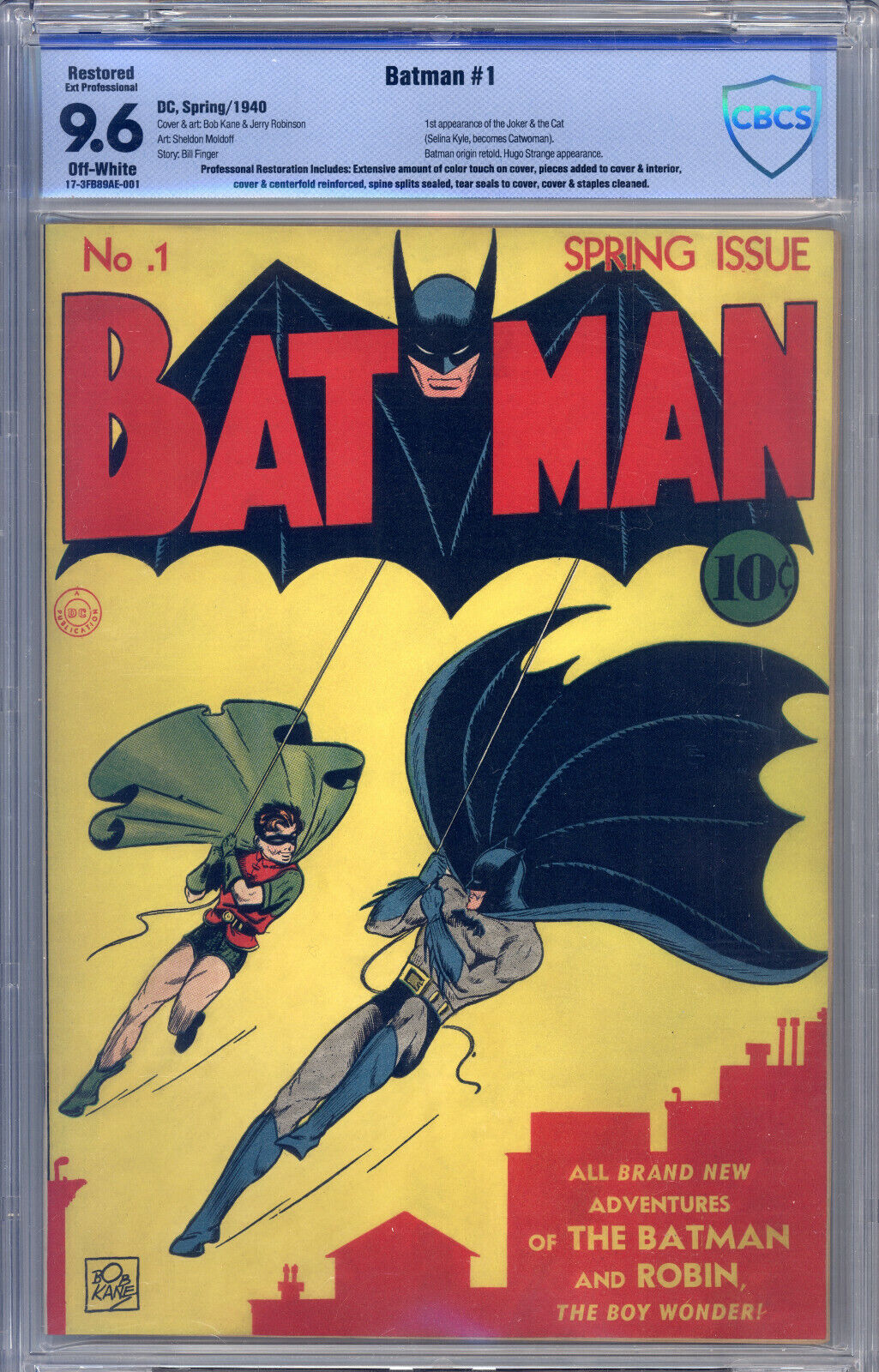 Batman #1 CBCS 9.6 (R) Origin by Bob Kane, 1st Appearance Joker, 1st Catwoman
