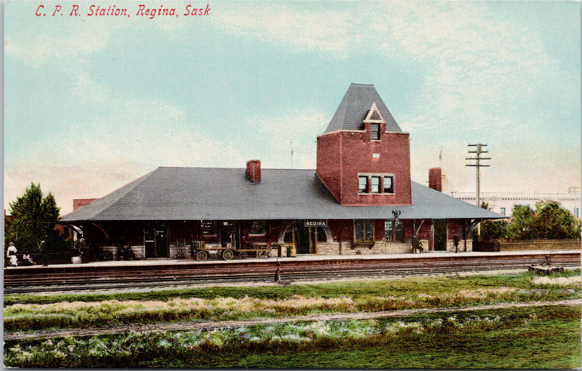 CPR Train Station Regina SK Sask Depot Unused GB Salmond Postcard G44