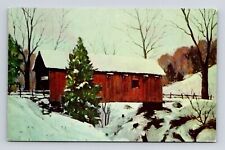 Waitsfield Vermont Mary Bigelow Oil Painting Scenic Covered Bridge DB Postcard picture