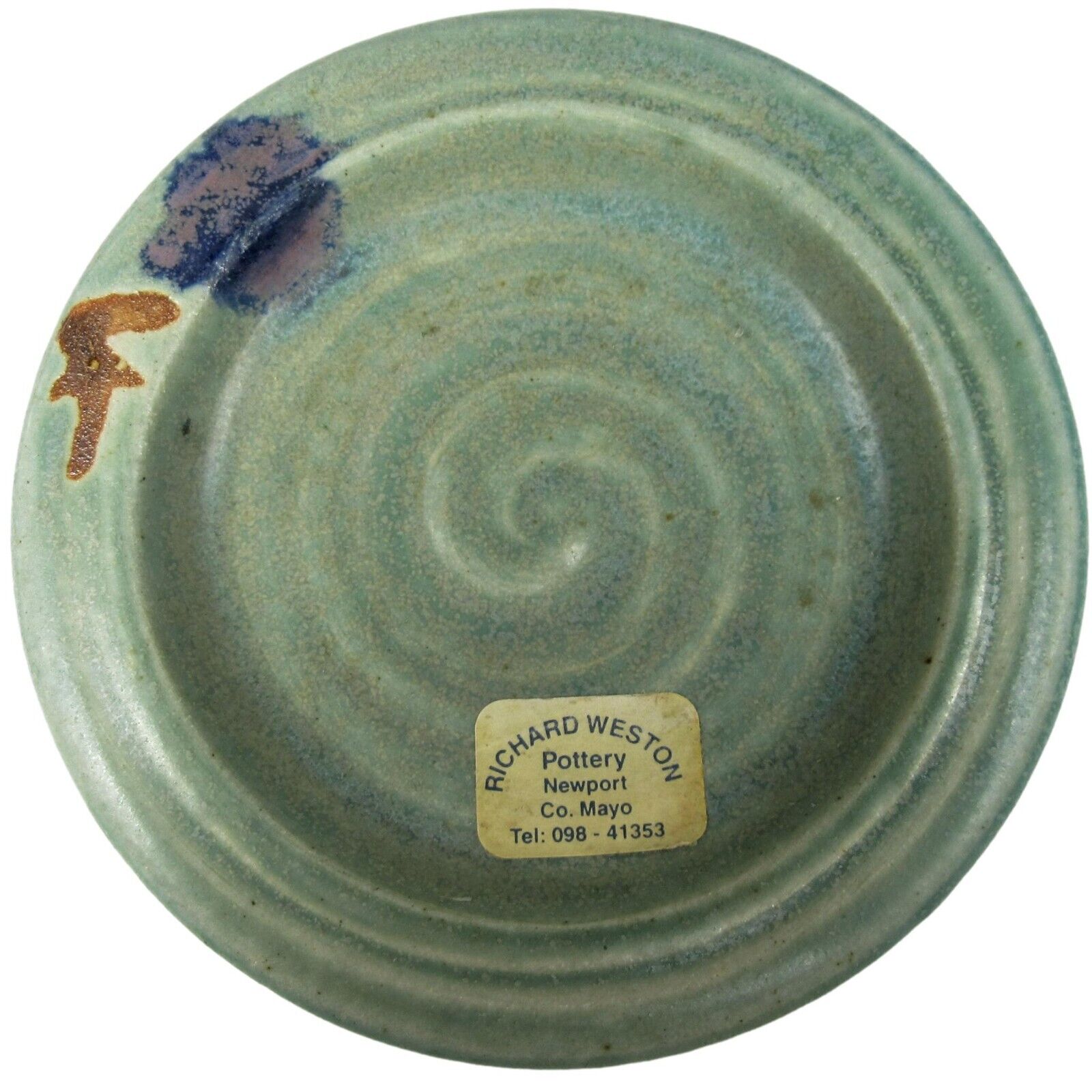 Vintage Richard Weston Irish Pottery 4 Inch Pin Dish Candle Holder County Mayo