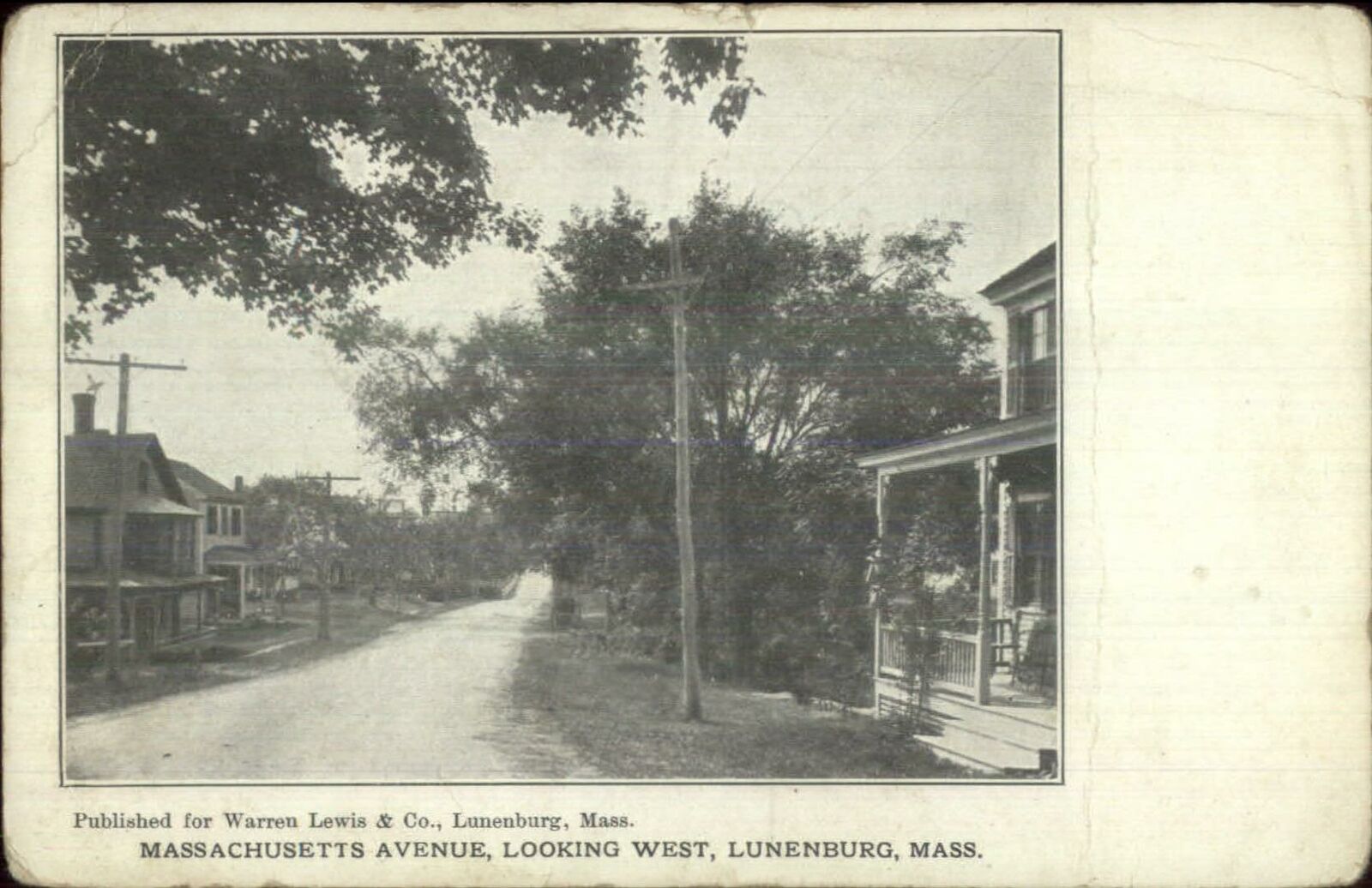Lunenburg MA Massachusetts Ave 1912 Used Postcard
