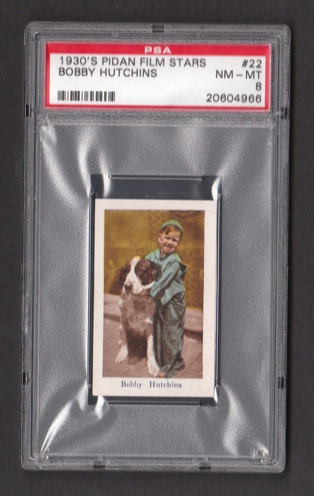 Our Gang Bobby Hutchins Rare 1930s Pidan Film Stars Card PSA 8 NM MT