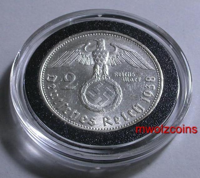  WWII German 1938   2 Reichsmark  Silver WAR Time Coin Third Reich  WW2