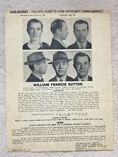 1950 Willie “The Actor” Sutton FBI Wanted Poster picture