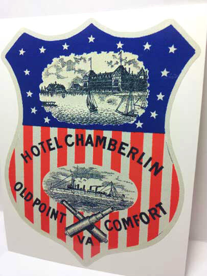Hotel Chamberlin VA,, Vintage Style Travel Decal / Vinyl Sticker, Luggage Label