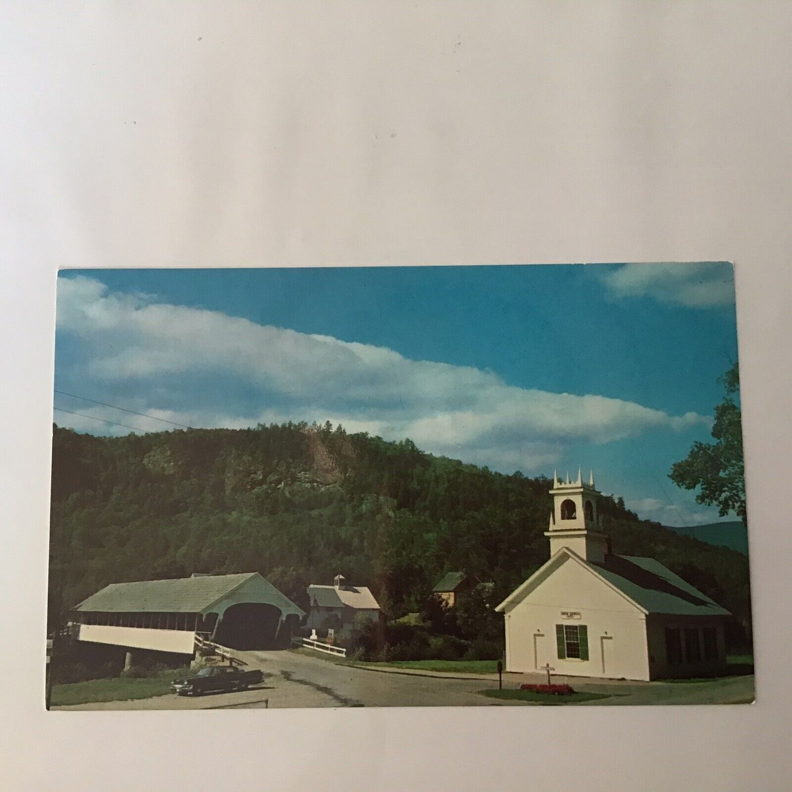 Covered Bridge And Church Stark New Hampshire Unposted Postcard 