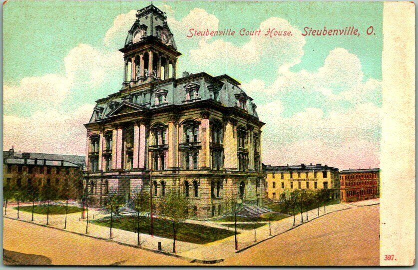 1910s Steubenville, Ohio Postcard JEFFERSON COUNTY COURT HOUSE - Wheelock Unused