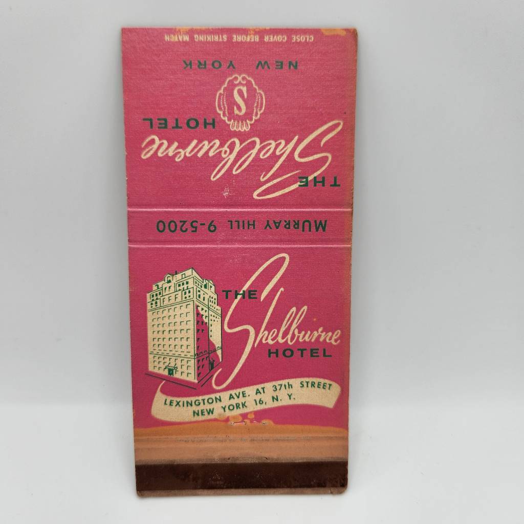 Vintage Matchbook The Shelburne Hotel Lexington Ave New York City Memorabilia