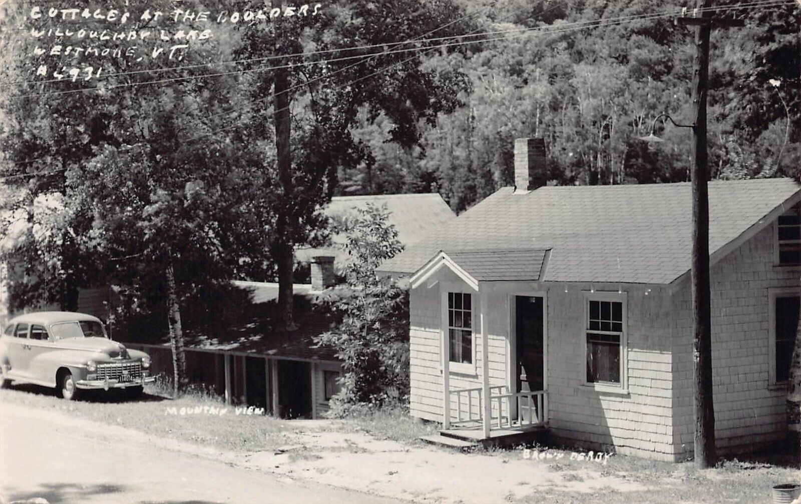 RPPC Westmore VT Vermont Lake Willoughby Boulders Cottages Photo Postcard D40